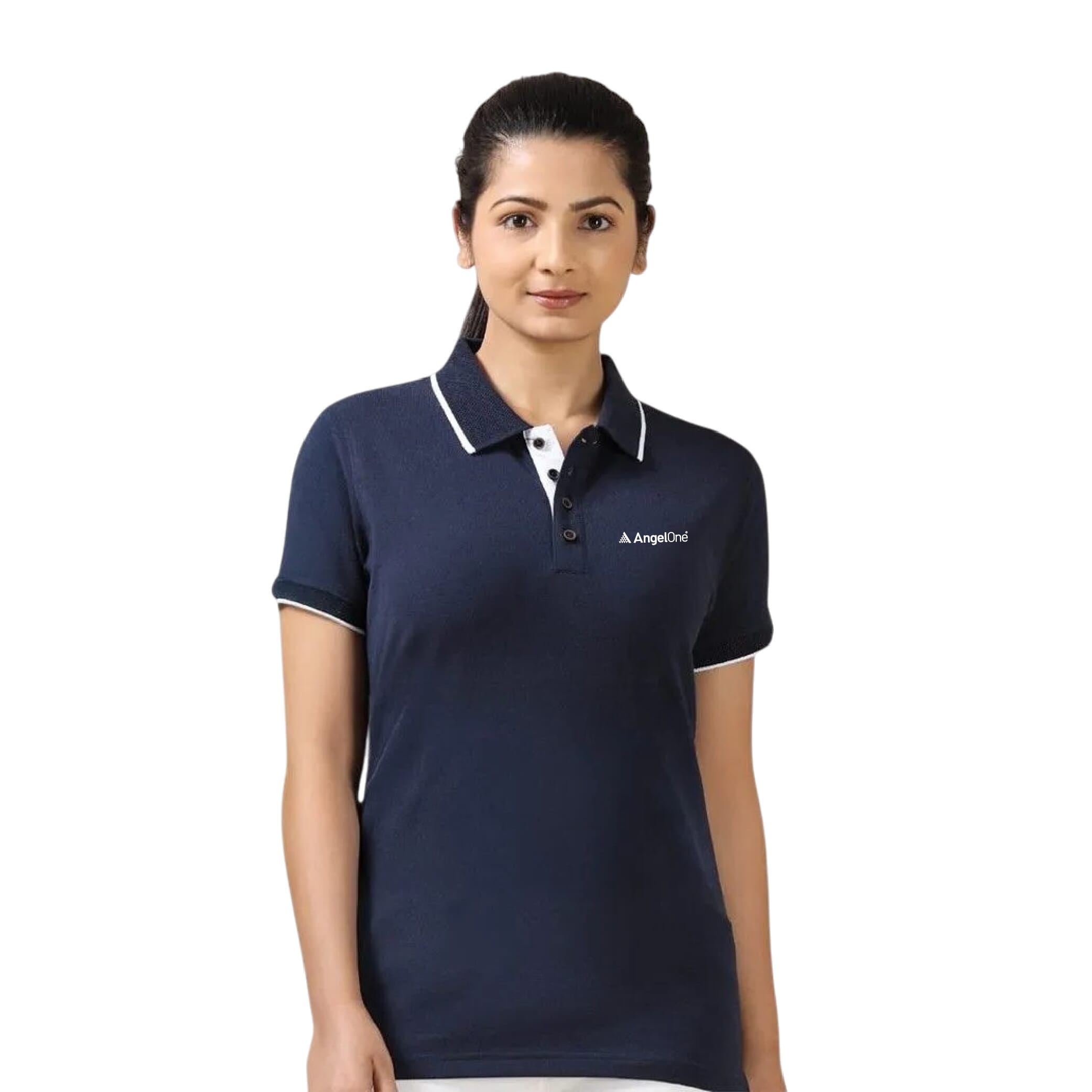 Greys&Blues Jacq Polo Womens T-Shirt-Navy Blue with White Tipping